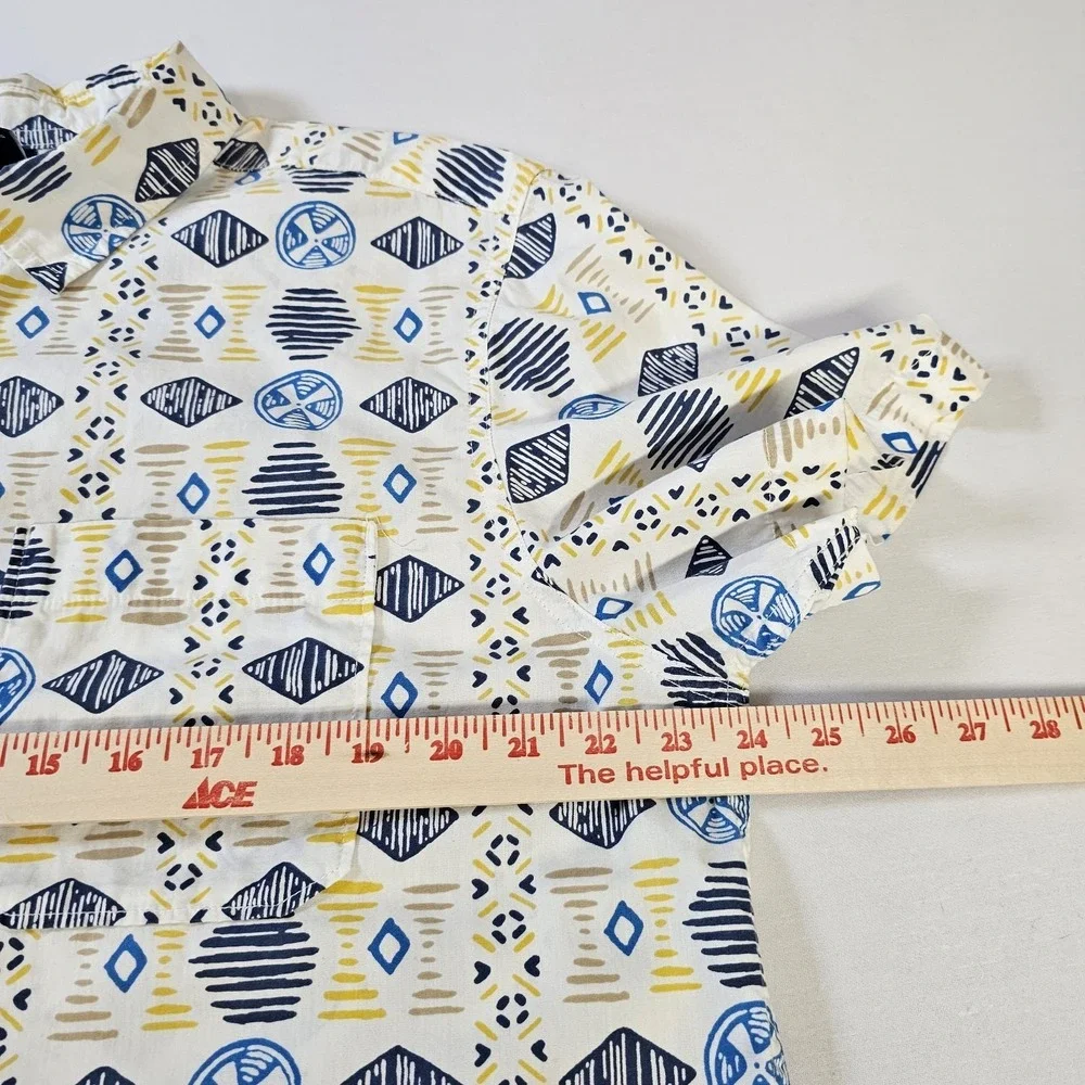 THE NORTH FACE Mens XL Short Sleeve Geometric Print Cotton Button Up Shirt EUC
